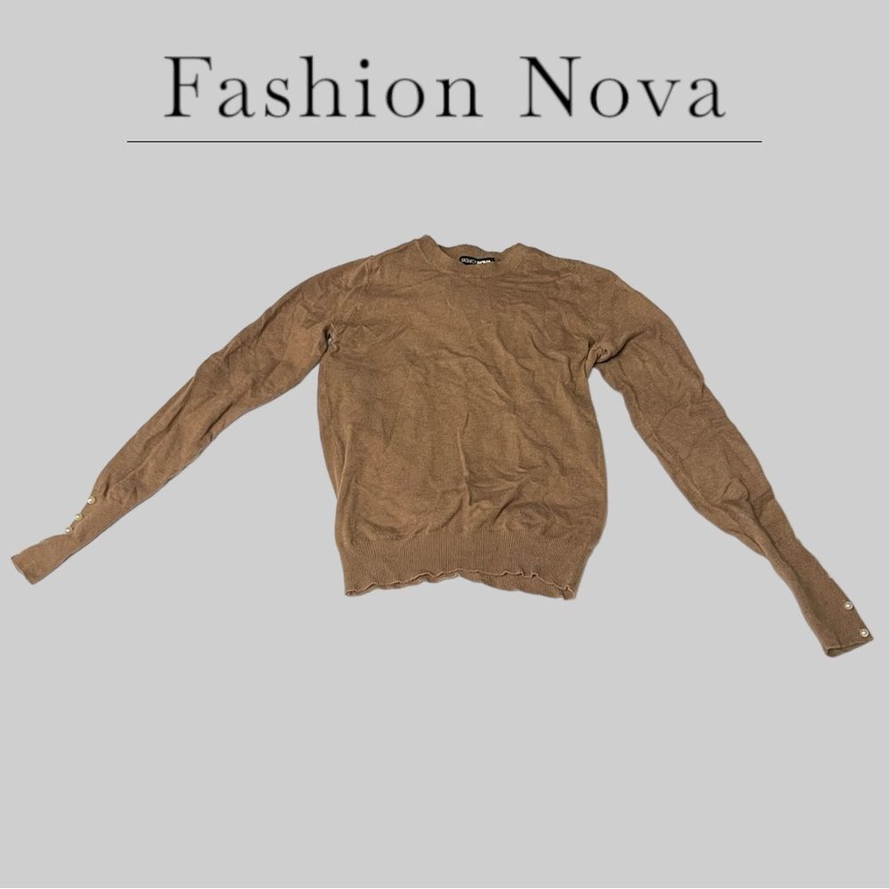 Preowned Fashion Nova Doesn't Matter To Me Sweater - Camel - Small - Picture 4 of 6